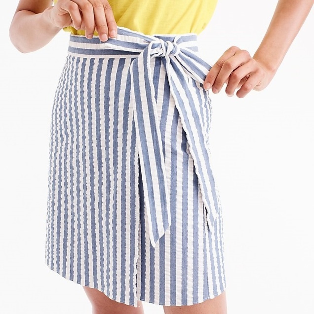 NWT J.Crew Striped Textured Wrap Mini Skirt